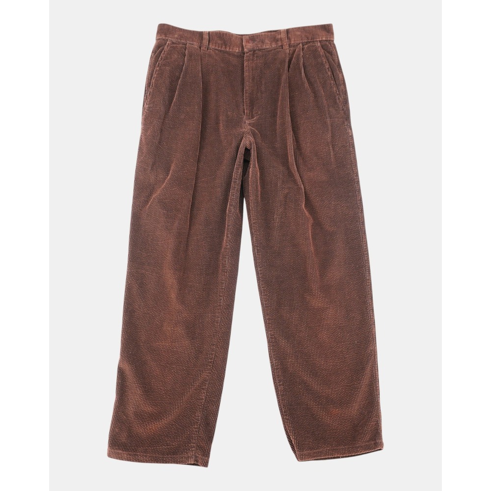 Vintage Structure Brown Corduroy Pleated Pants Men's 36x34 Wide Leg 90s